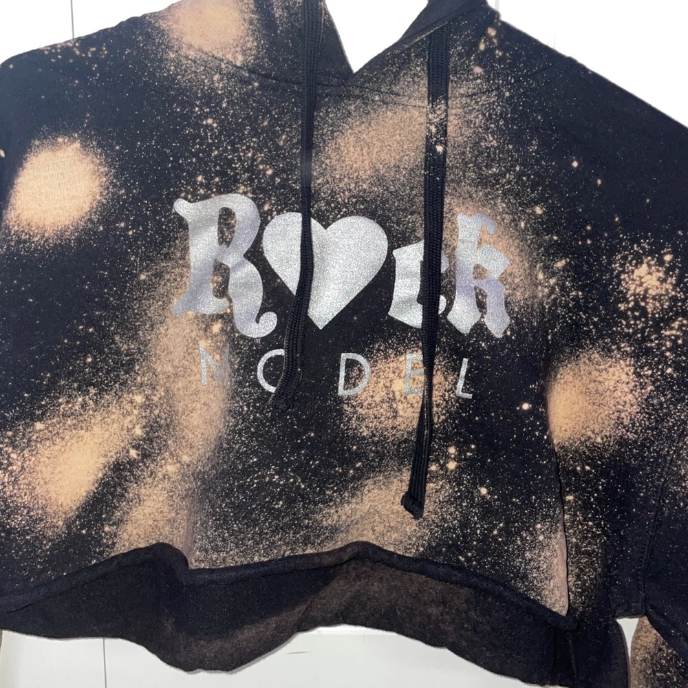 Rock Your Hair Cropped Bleach Tie Dye Hoodie